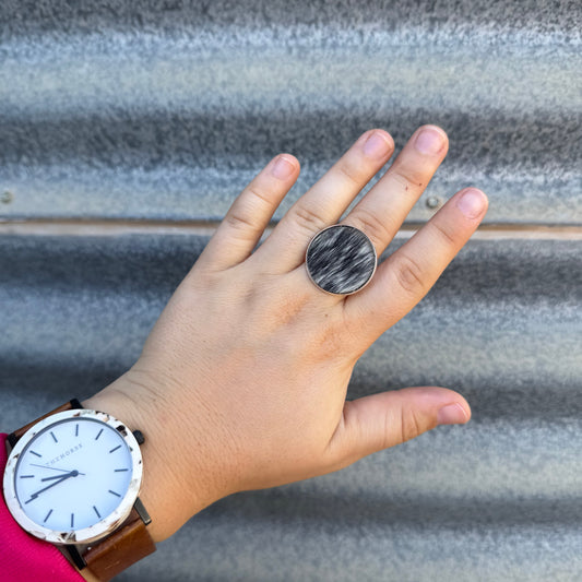 Silver Cowhide Ring - #23