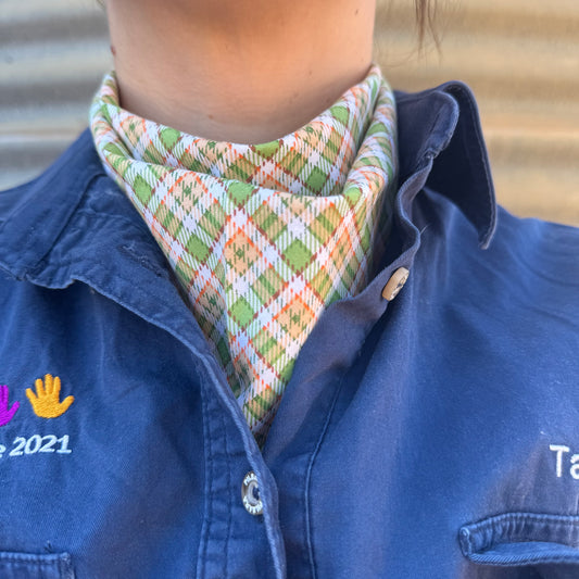 Green & Orange Tartan - Adult Neck Scarf