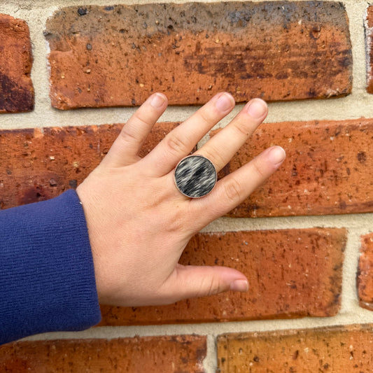Silver Cowhide Ring #10