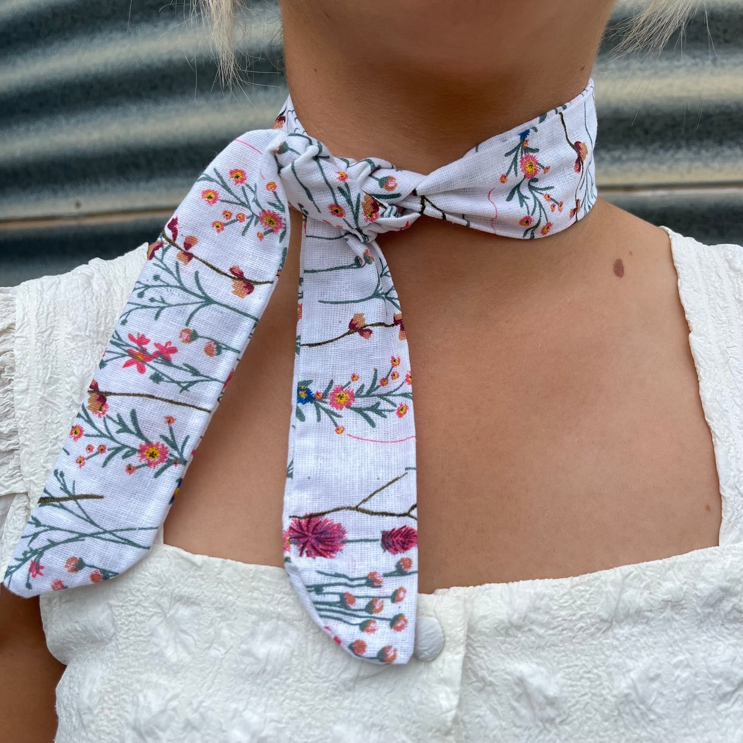 White Floral - Tie