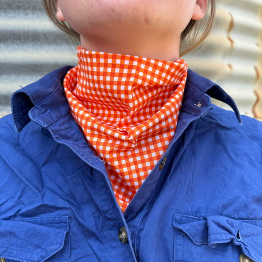 Orange & White Gingham - Adult Neck scarf