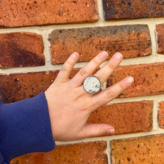 Silver Cowhide Ring #7