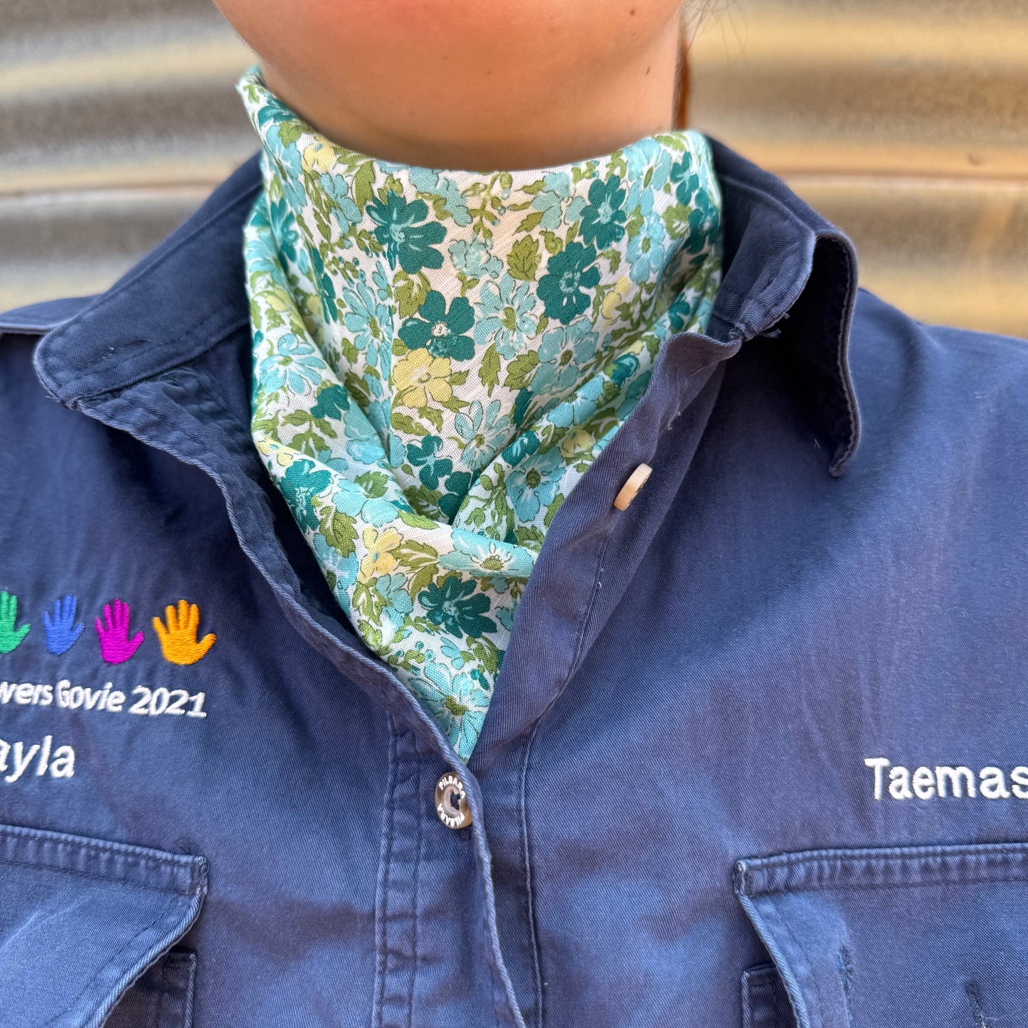 Green Flower - Adult Neck Scarf