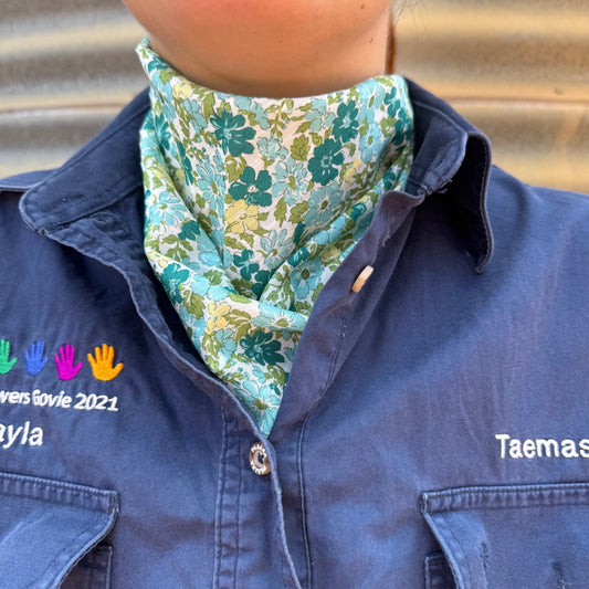 Green Flower - Adult Neck Scarf