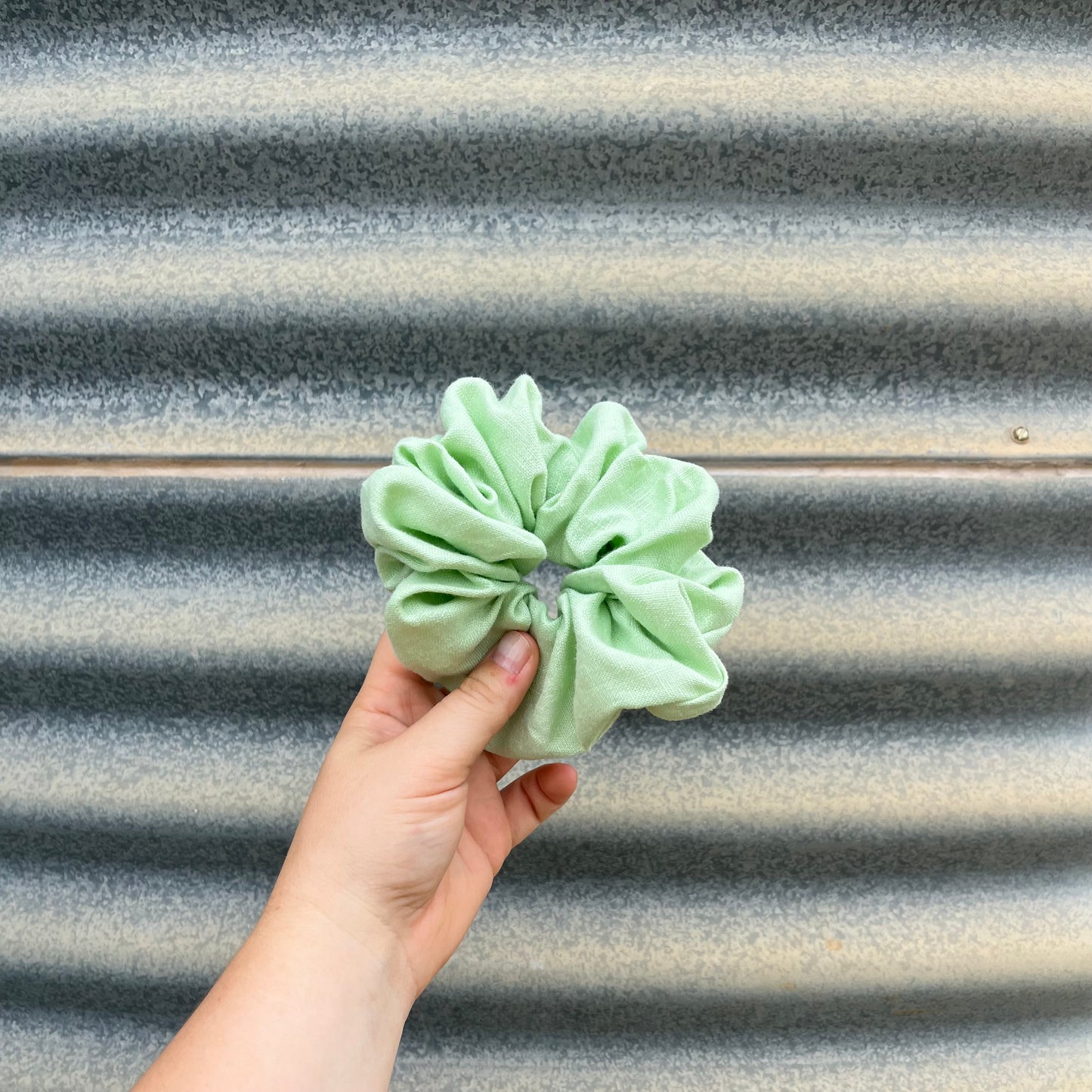 Mint Green Linen - Scrunchie