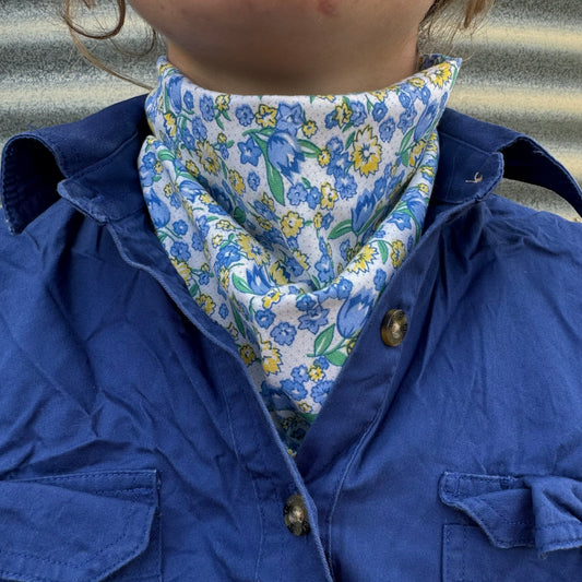 Blue Floral - Adult Neck Scarf