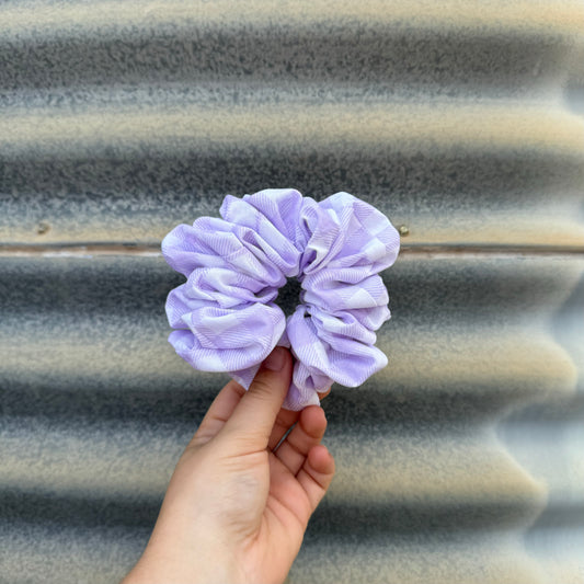 Purple & White Gingham - Scrunchie