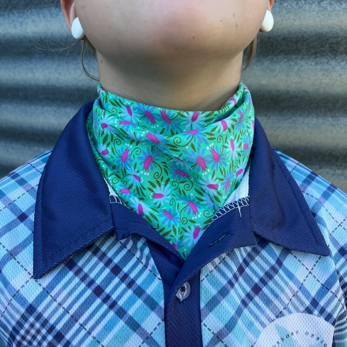 Green & Pink Floral - KIDS Neck Scarf