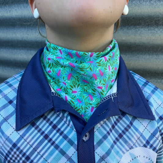 Green & Pink Floral - KIDS Neck Scarf