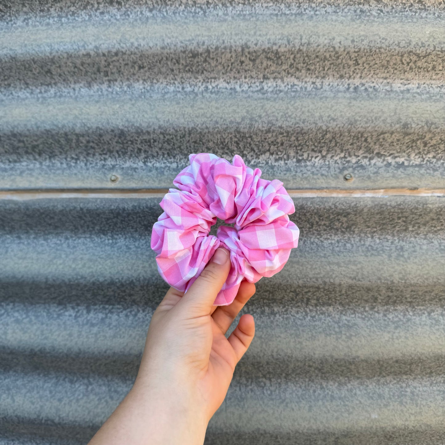 Pale pink & White Gingham - Scrunchie