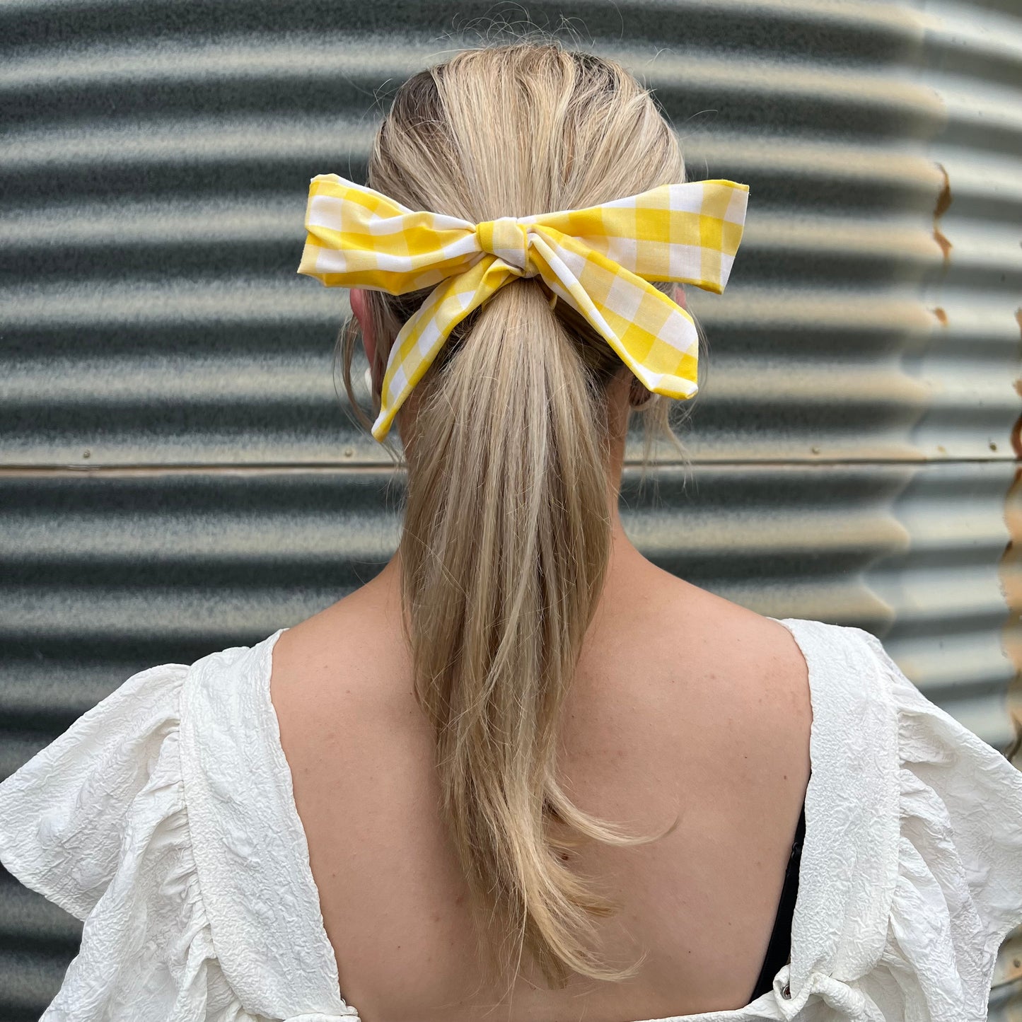 Lemon Yellow & White Gingham - Tie