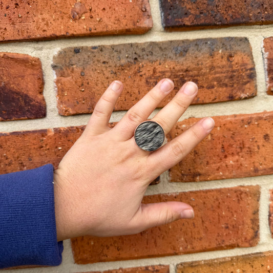 Silver Cowhide Ring #2