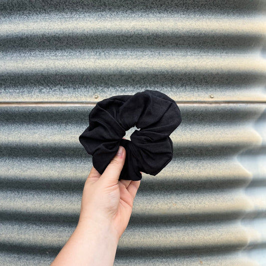 Black Linen - Scrunchie