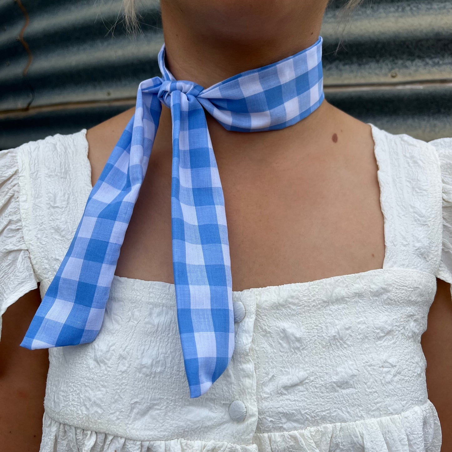 Pale Blue & White Gingham - Tie