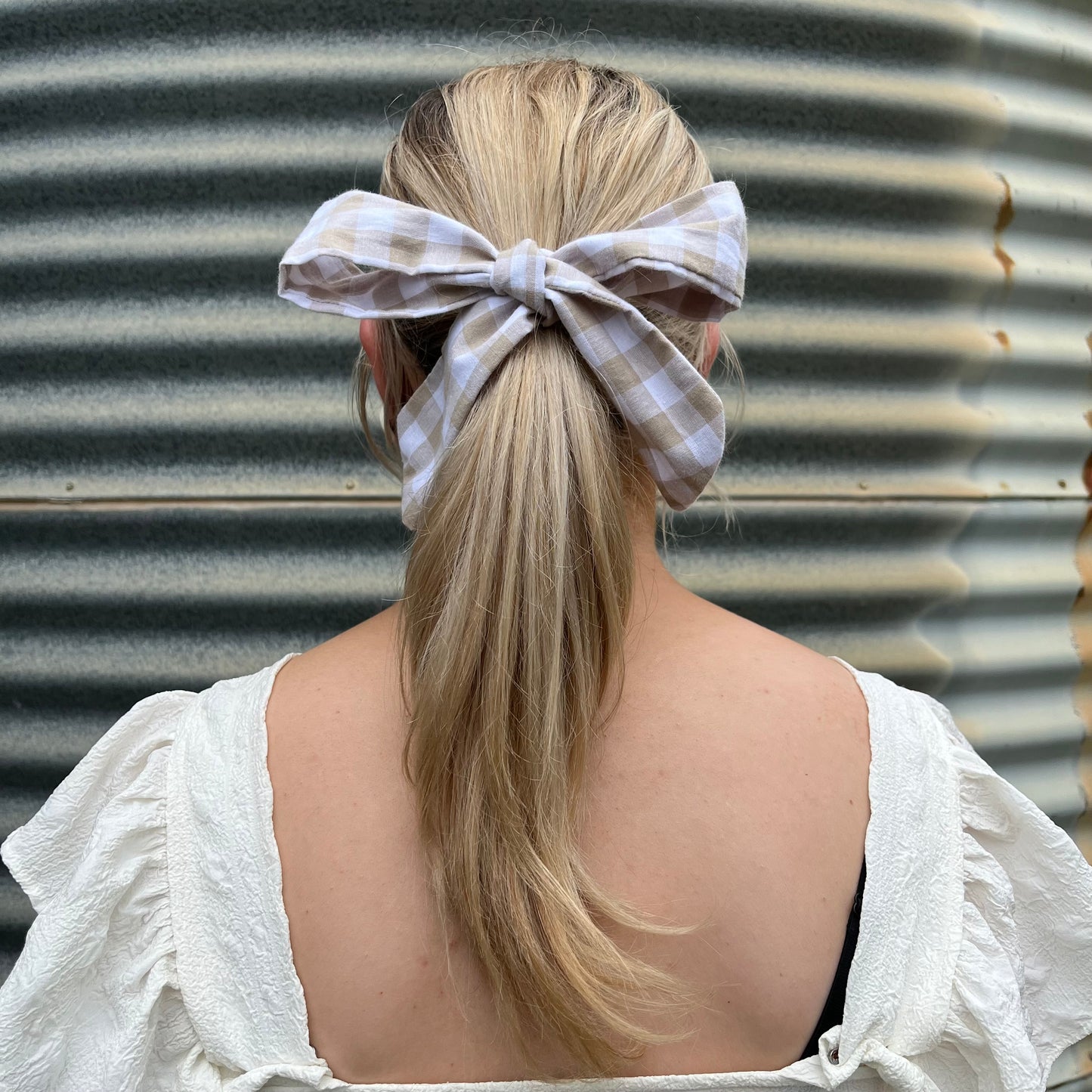 Beige & White Gingham - Tie