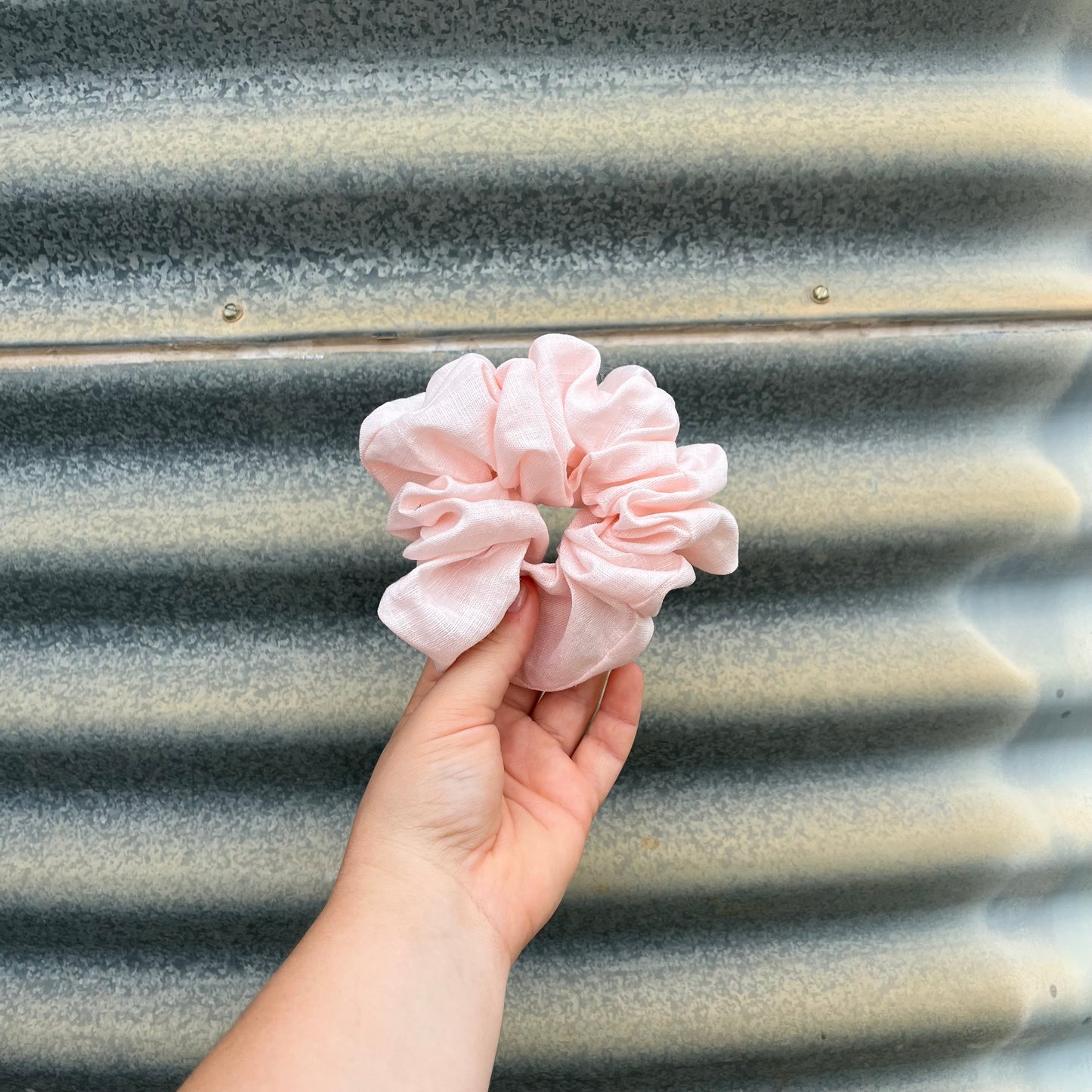 Pale Pink Linen - Scrunchie