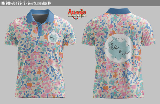 Blue Floral KM & Co Fishing shirt - SHORT SLEEVE