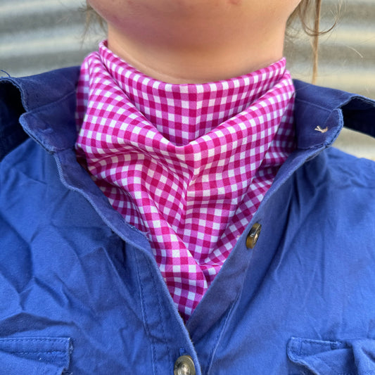 Mulberry & White Gingham - Adult Neck Scarf