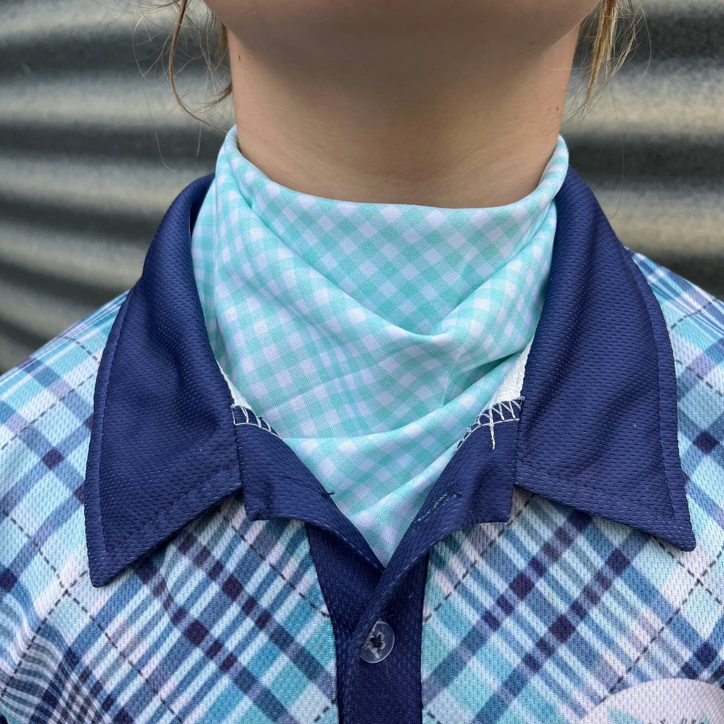 Mint & White Gingham - Kids Neck Scarf