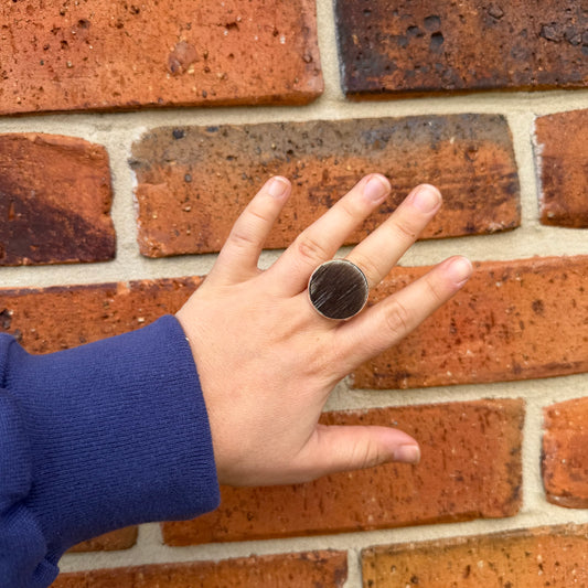 Silver Cowhide Ring #9
