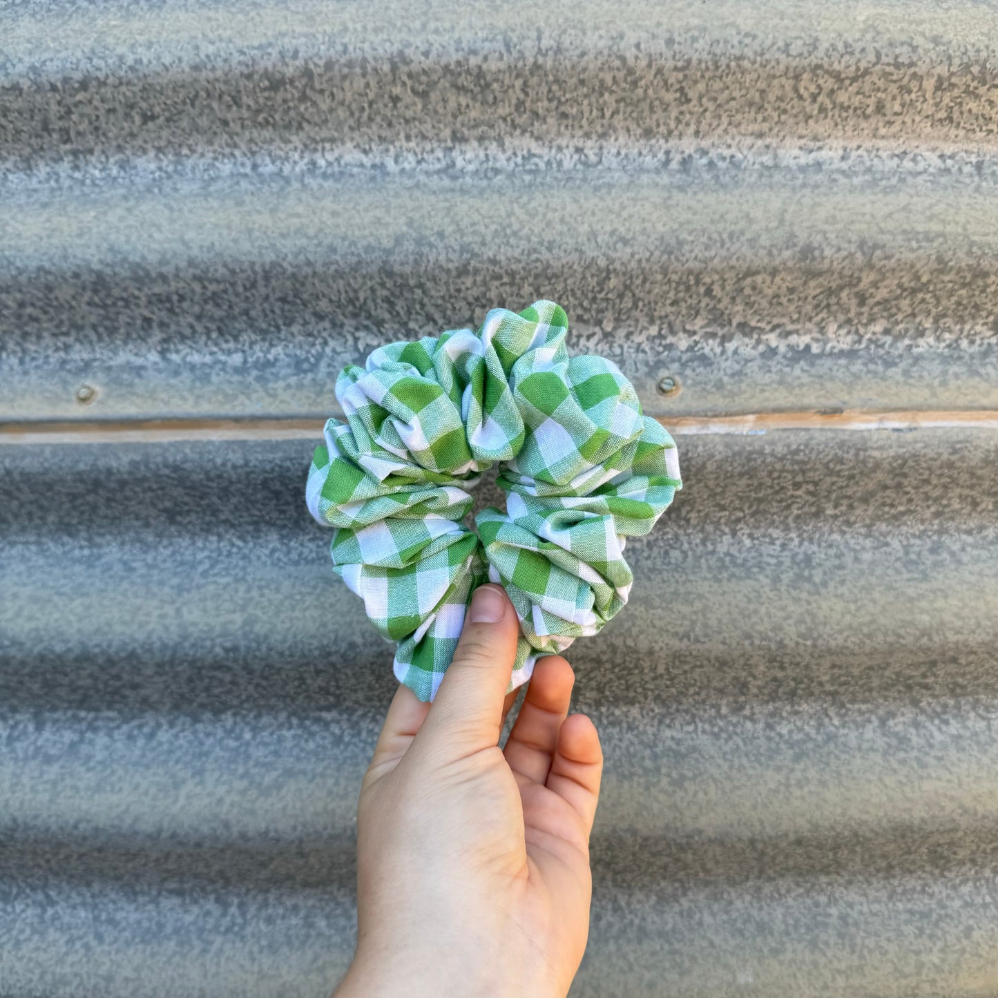 Green & White Gingham - Scrunchie