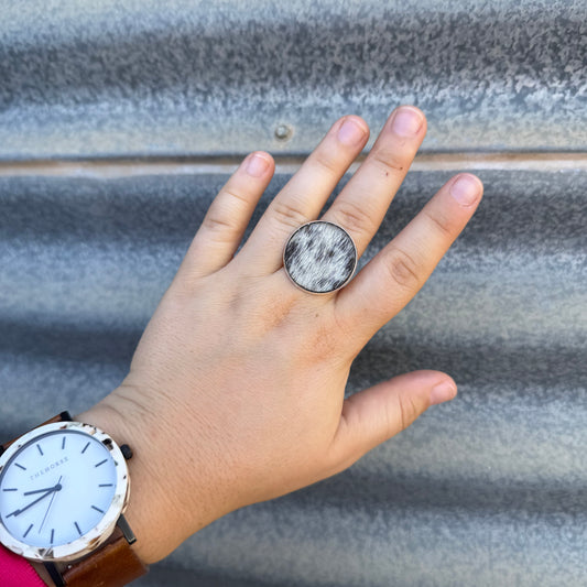 Silver Cowhide Ring - #19