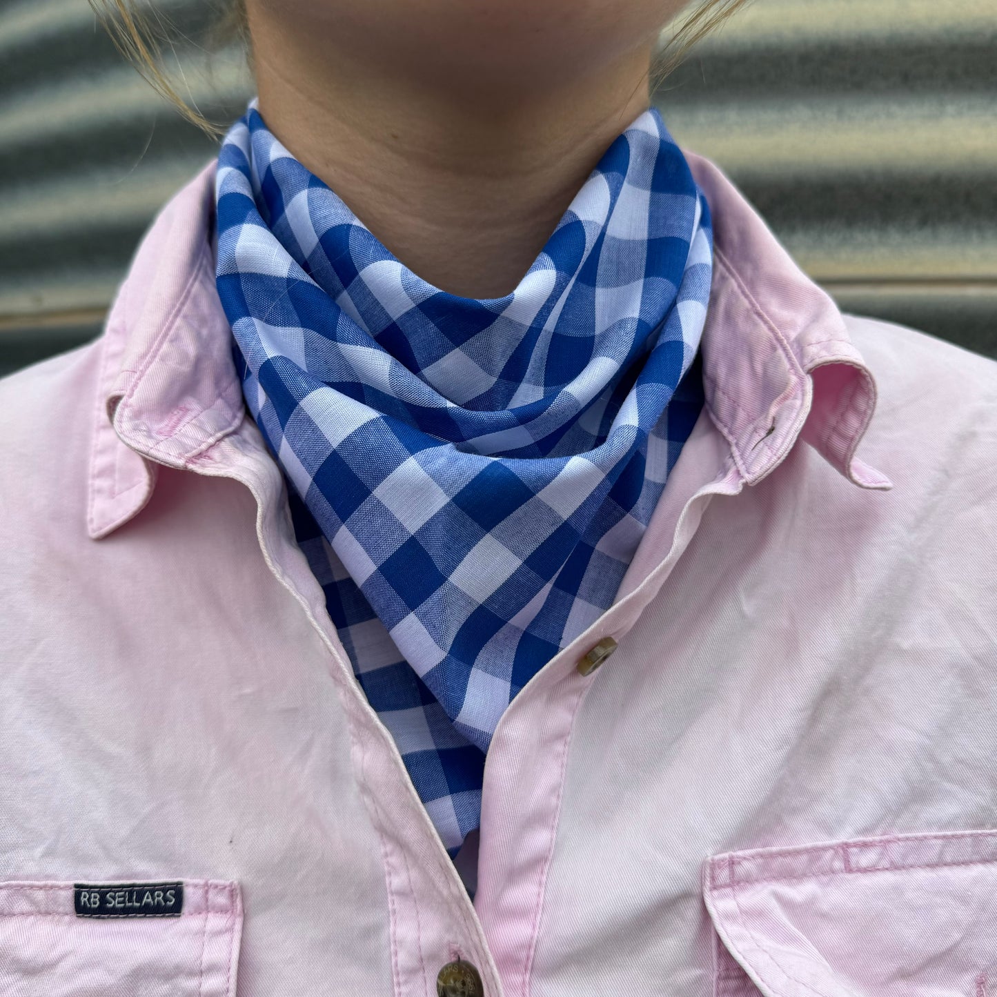 Dark Blue & White Gingham - Adult Neck Scarf