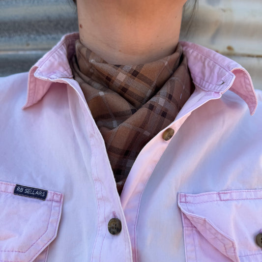 Brown Tartan - Adult Neck Scarf