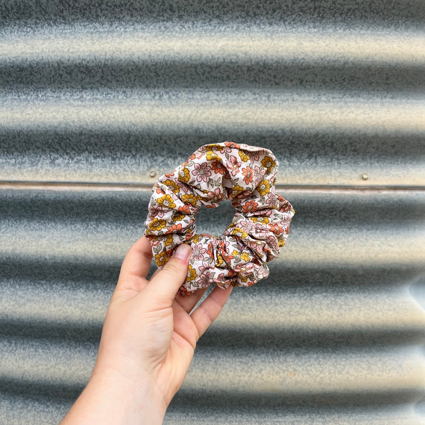 Beige Flower - Scrunchie