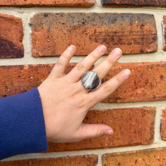 Silver Cowhide Ring #8