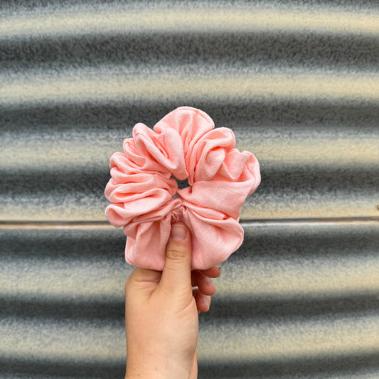Pale Pink Linen - Scrunchie