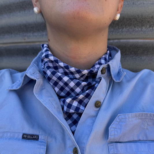 Navy & White Gingham - Scarf