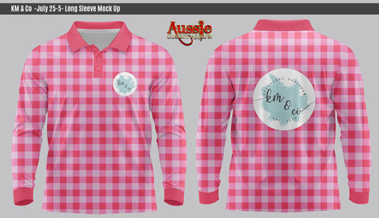 PRE-ORDER - Pink Gingham KM & Co Fishing Shirt