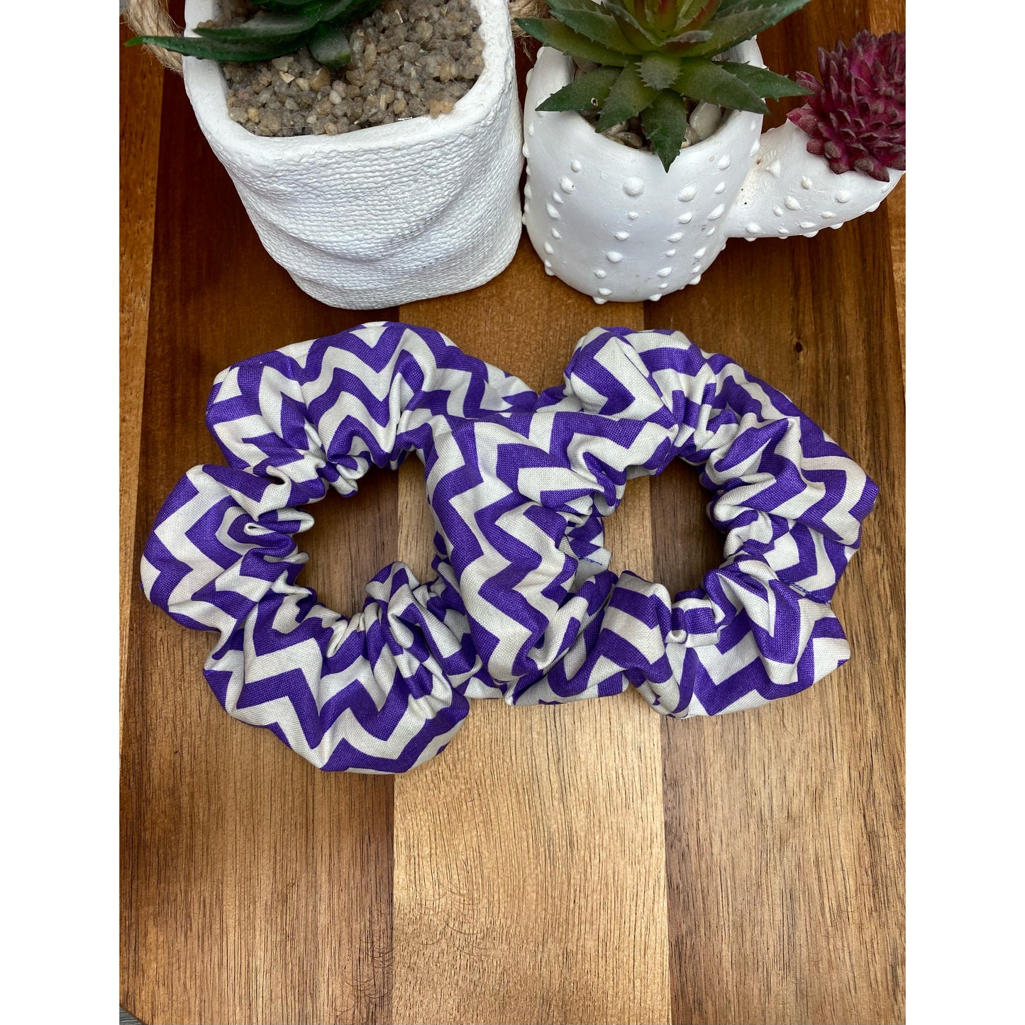 Purple & White Zigzag - Scrunchie